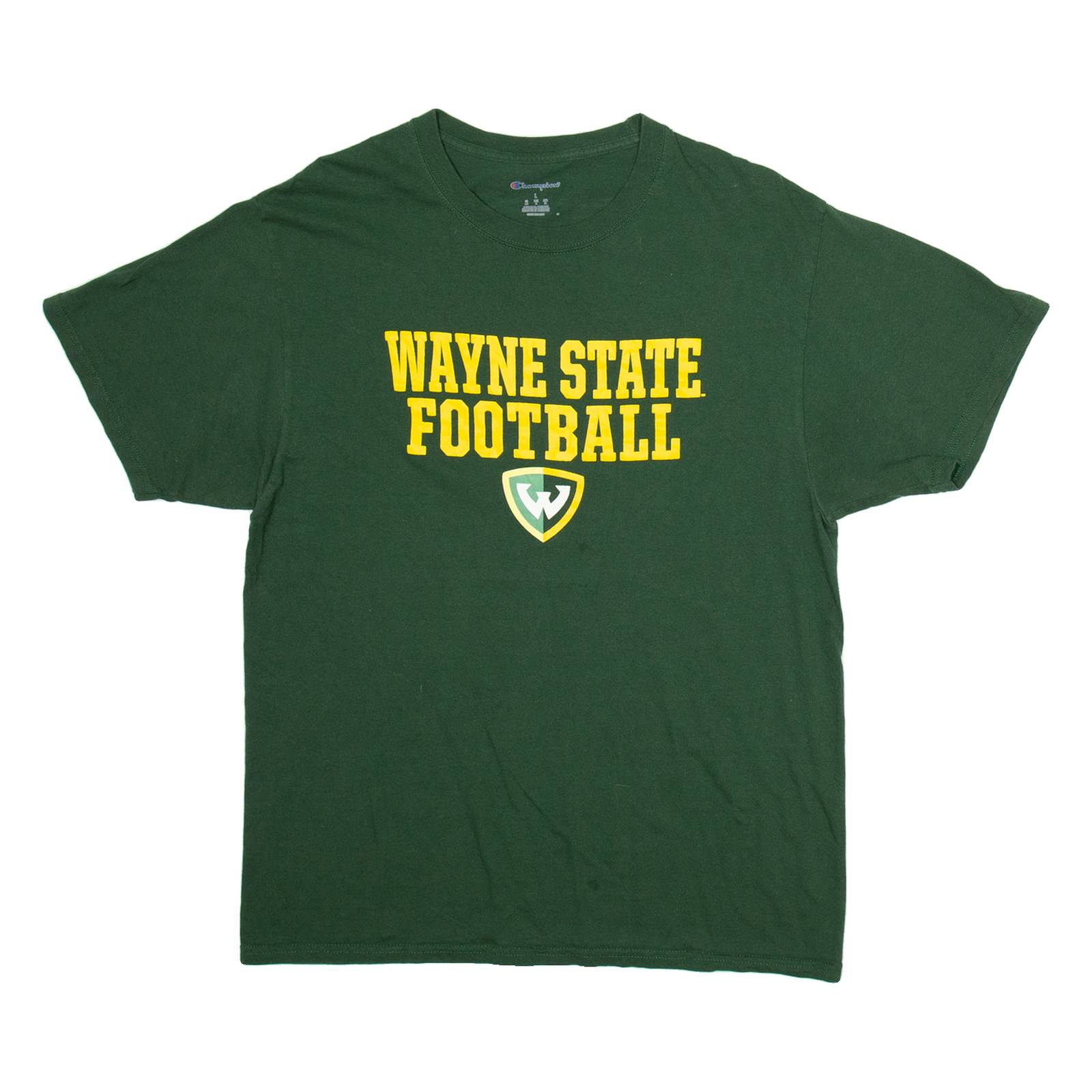 CHAMPION Wayne State Football Mens T-Shirt Green USA L