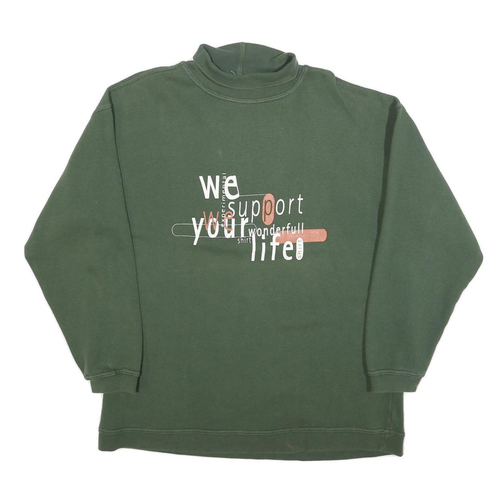 YES OR NO Mens Green Cotton Blend Crew Neck S Sweatshirt Graphic Print