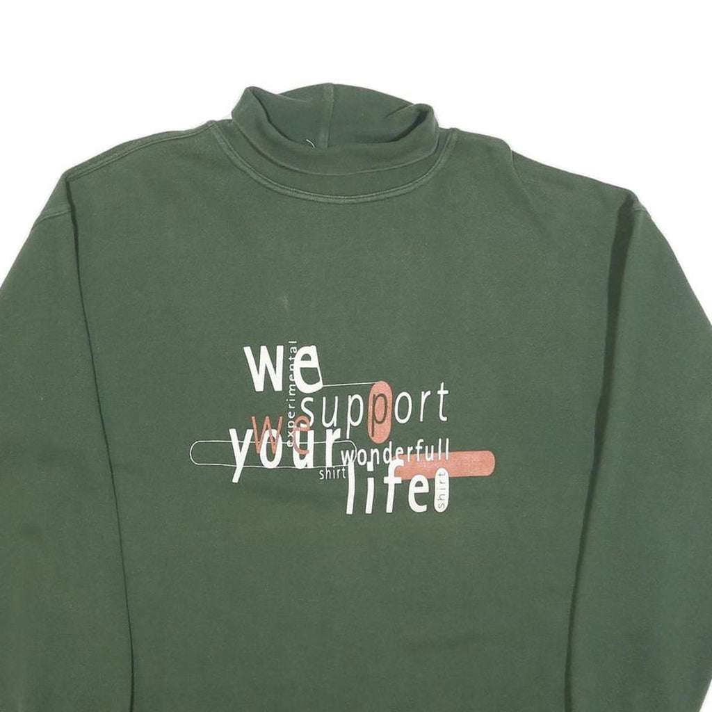 YES OR NO Mens Green Cotton Blend Crew Neck S Sweatshirt Graphic Print