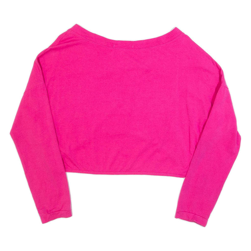 PAPA RUACY Cropped Womens T-Shirt Pink Long Sleeve L