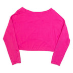 PAPA RUACY Cropped Womens T-Shirt Pink Long Sleeve L