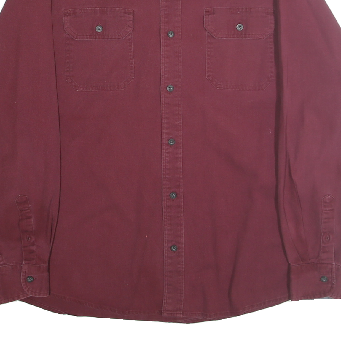 WRANGLER Mens Maroon Cotton Blend Shirt L Button Pockets Casual Workwear