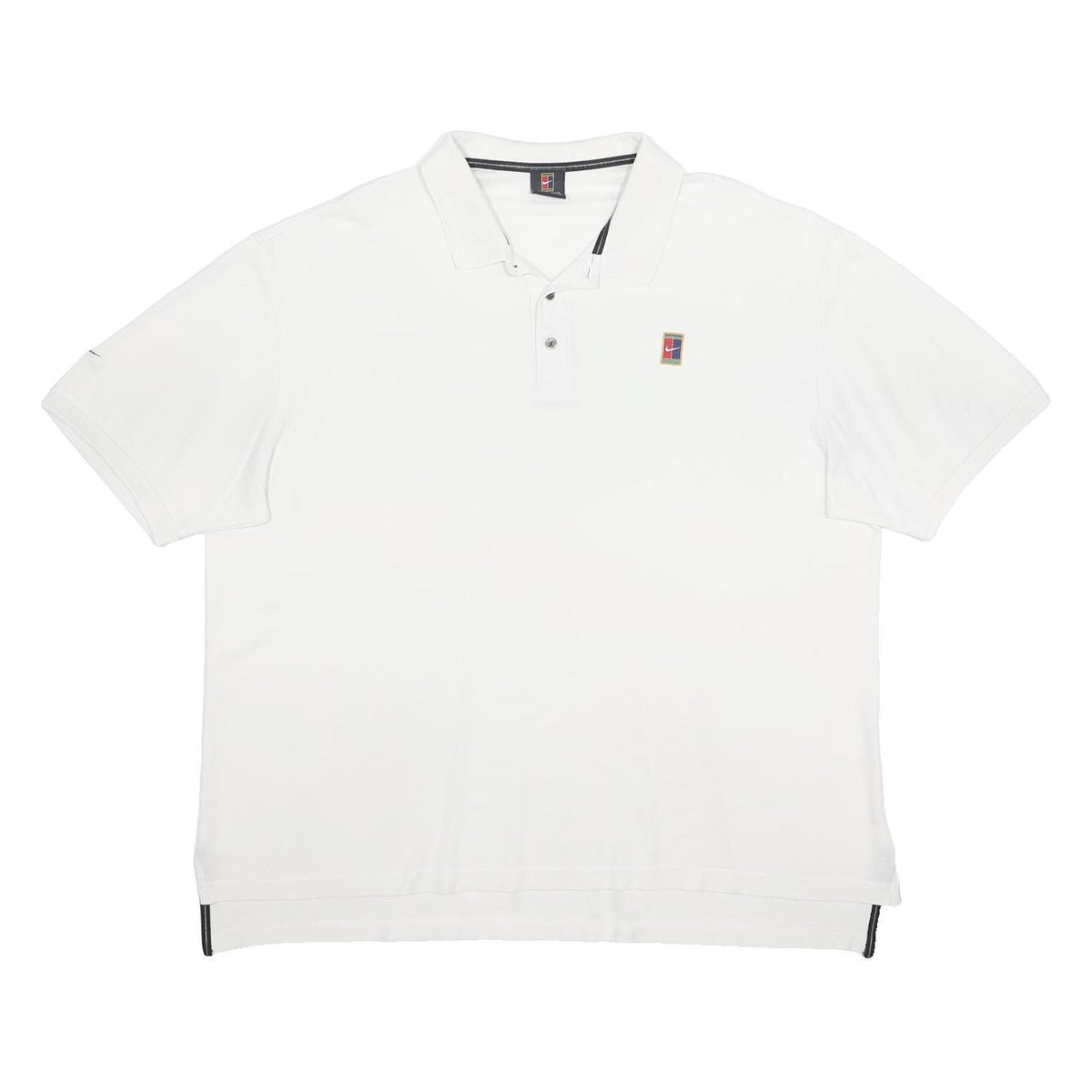 NIKE Mens White Short Sleeve Plain L Cotton Blend Basic Polo Shirt