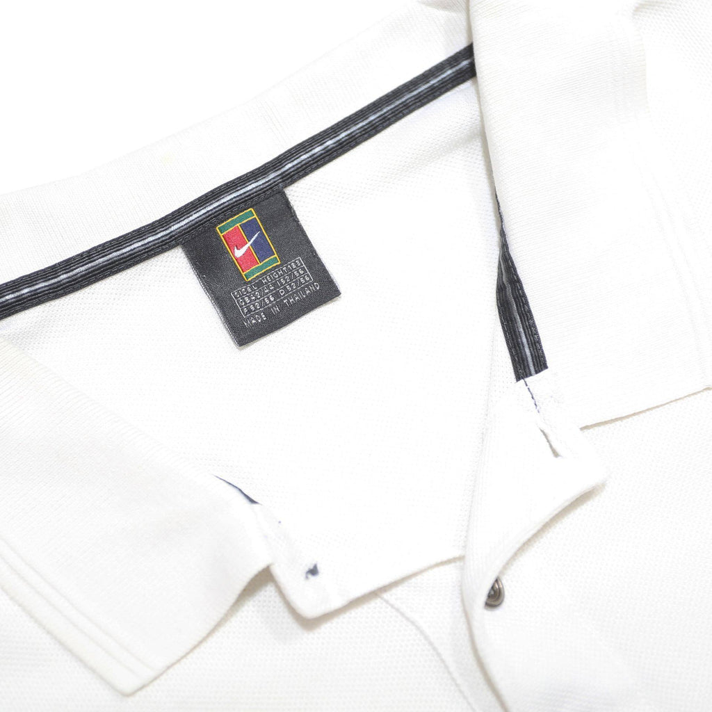 NIKE Mens White Short Sleeve Plain L Cotton Blend Basic Polo Shirt