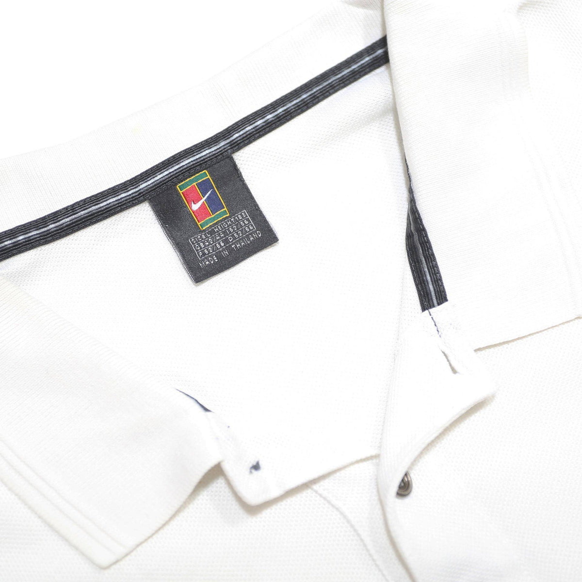 NIKE Mens White Short Sleeve Plain L Cotton Blend Basic Polo Shirt