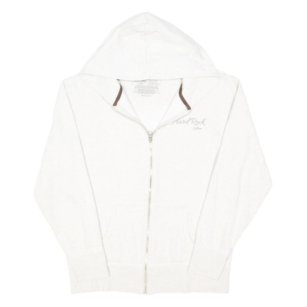 HARD ROCK CAFE Girls White Zip Hoodie L Cotton Blend Casual Pullover