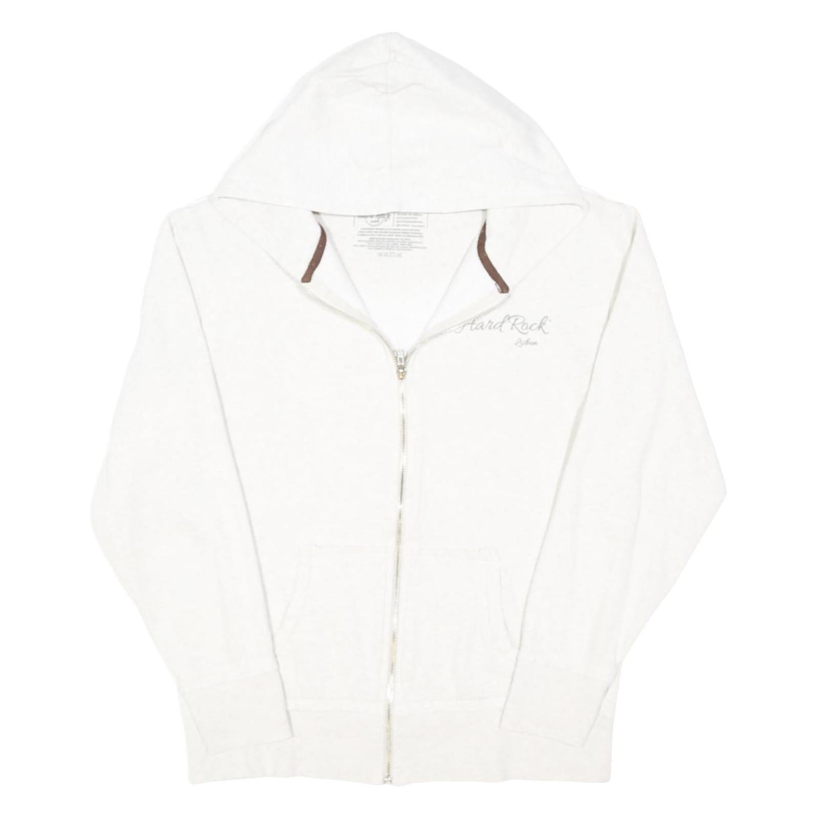HARD ROCK CAFE Girls White Zip Hoodie L Cotton Blend Casual Pullover