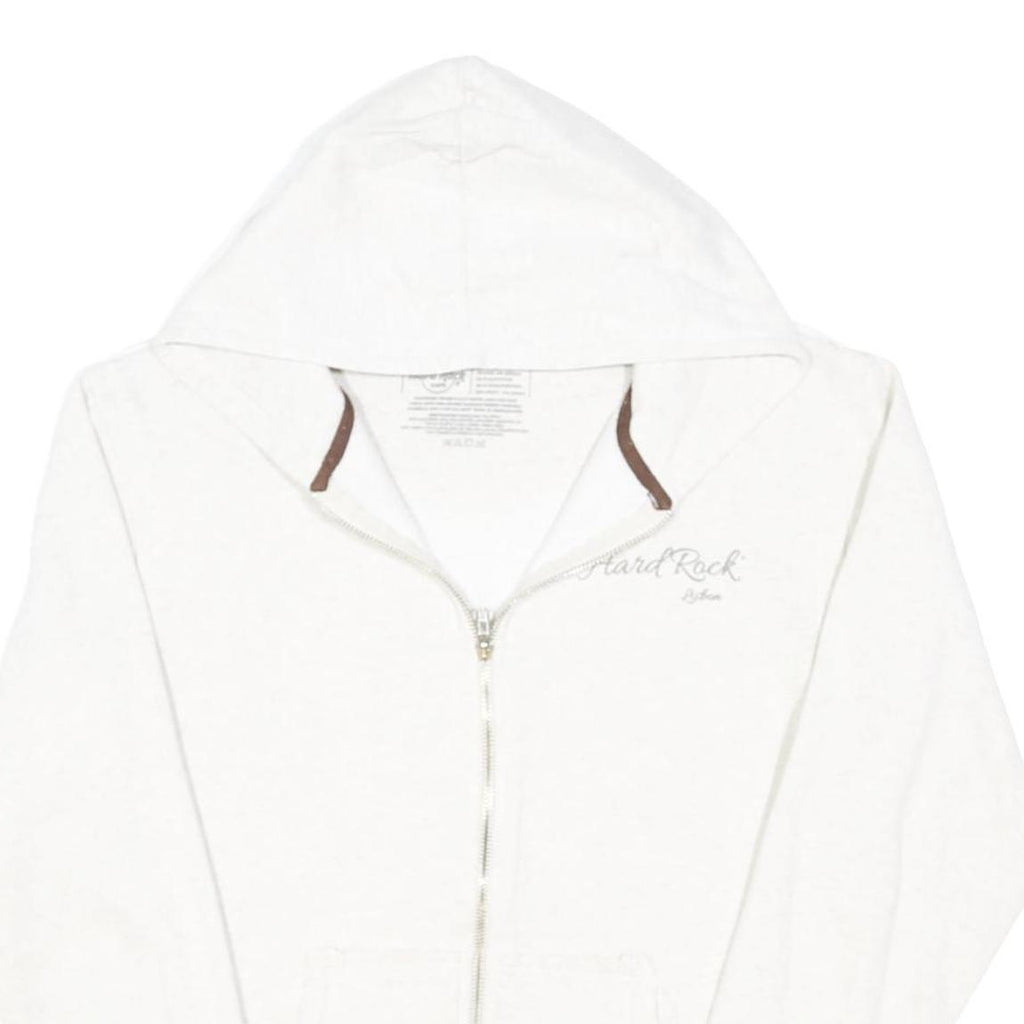 HARD ROCK CAFE Girls White Zip Hoodie L Cotton Blend Casual Pullover