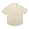 LORENZINI Womens Beige Short Sleeve Shirt Collared Pocket Embroidered L