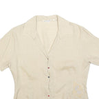 LORENZINI Womens Beige Short Sleeve Shirt Collared Pocket Embroidered L