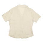 LORENZINI Womens Beige Short Sleeve Shirt Collared Pocket Embroidered L