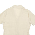 LORENZINI Womens Beige Short Sleeve Shirt Collared Pocket Embroidered L