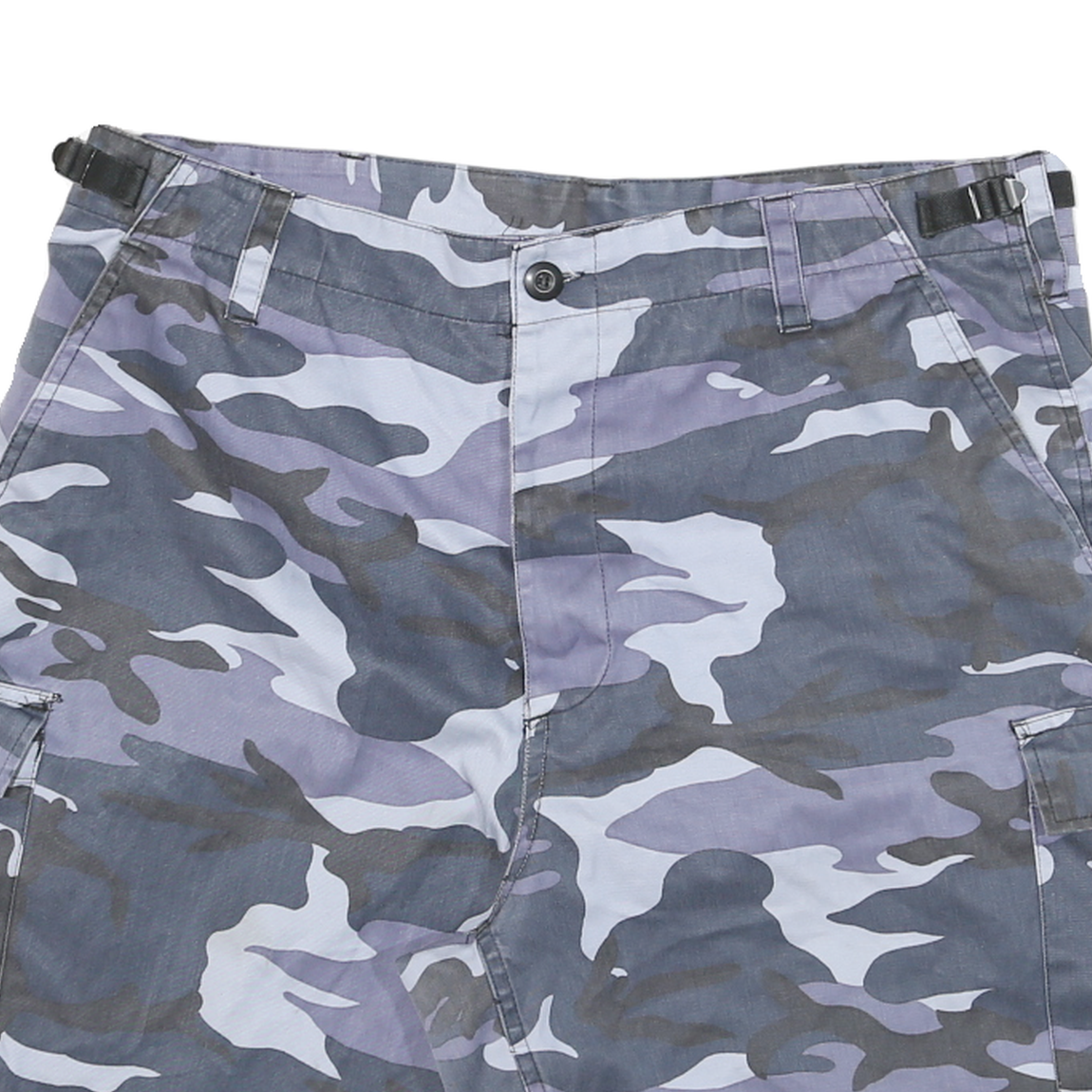 Mens Grey Camouflage Cargo Shorts 2XL W40 Cotton Blend Casual Utility