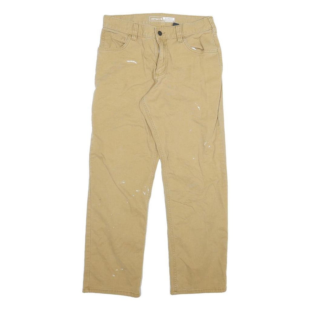CARHARTT Mens Cotton Blend Beige Relaxed Straight Trousers W30 L30 Workwear