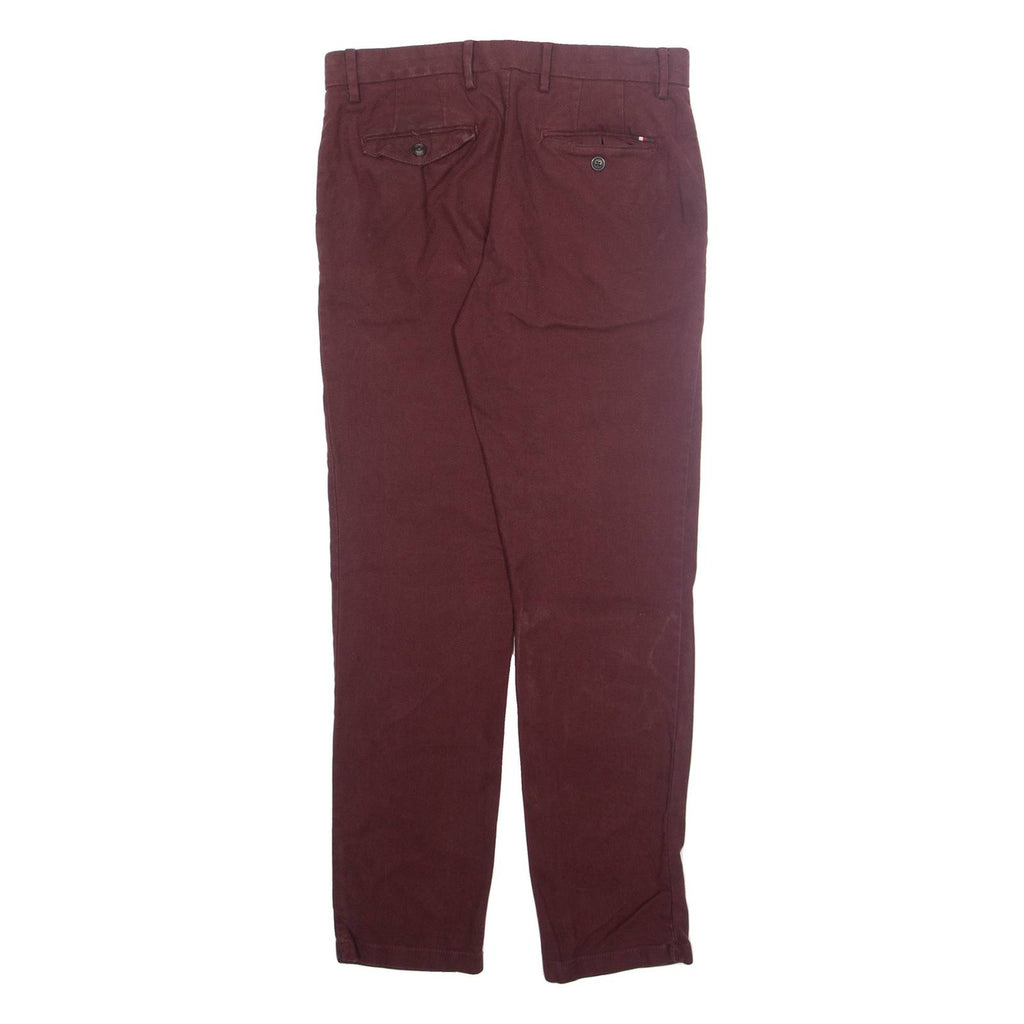 TOMMY HILFIGER Chino Mens Trousers Maroon Regular Tapered W32 L30