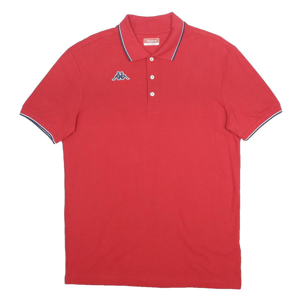 KAPPA Mens Red Polo Shirt XL Cotton Basic Short Sleeve Classic Fit Logo