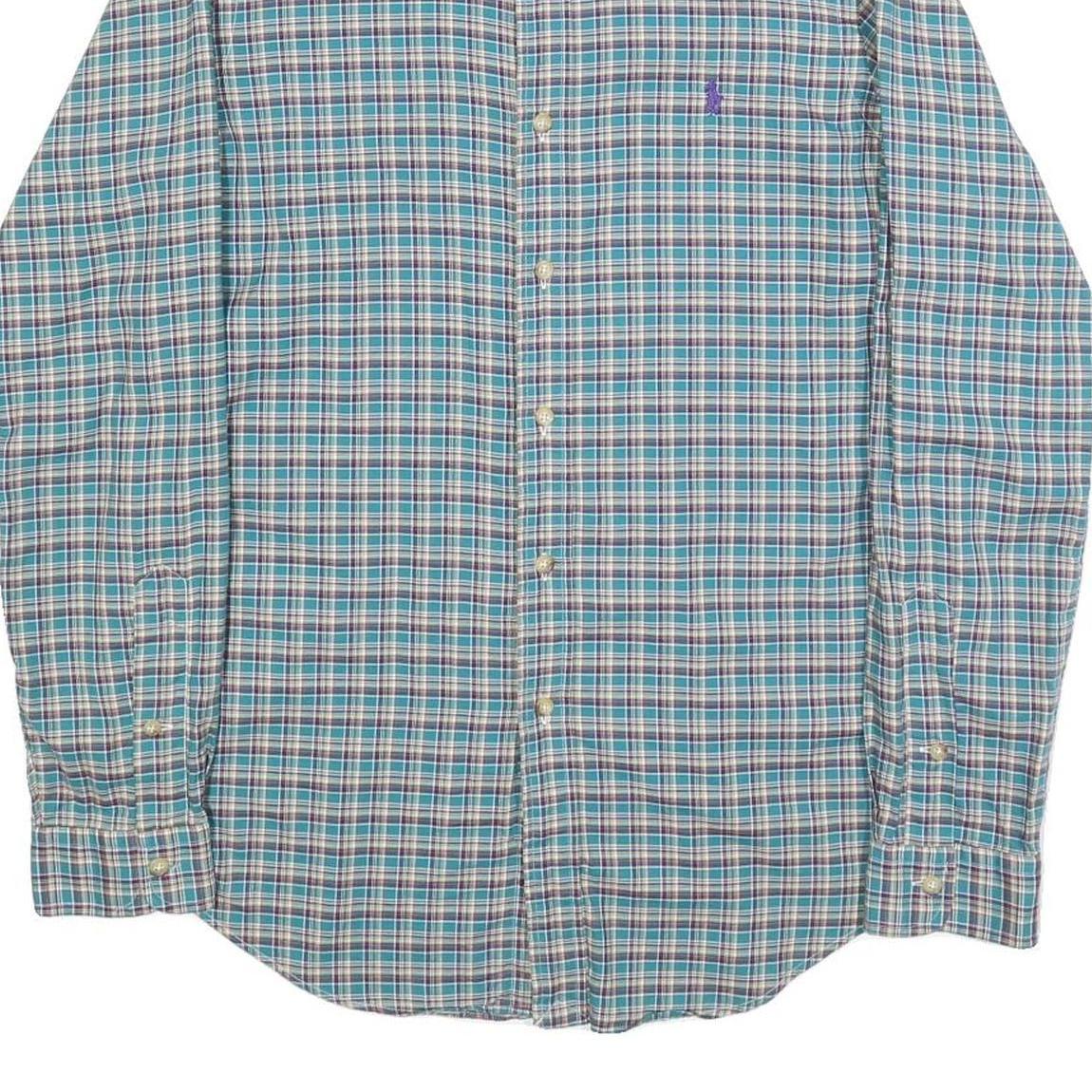POLO RALPH LAUREN Mens Blue & Green Check Shirt S Casual Cotton Button Down