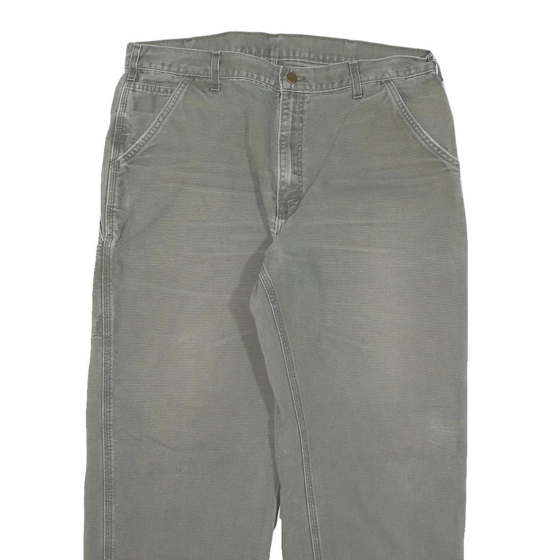 CARHARTT Mens Cotton Blend Grey Relaxed Straight Trousers W36 L29 Workwear