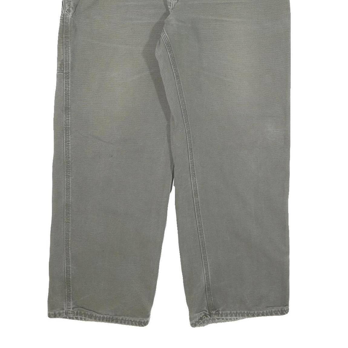 CARHARTT Mens Cotton Blend Grey Relaxed Straight Trousers W36 L29 Workwear