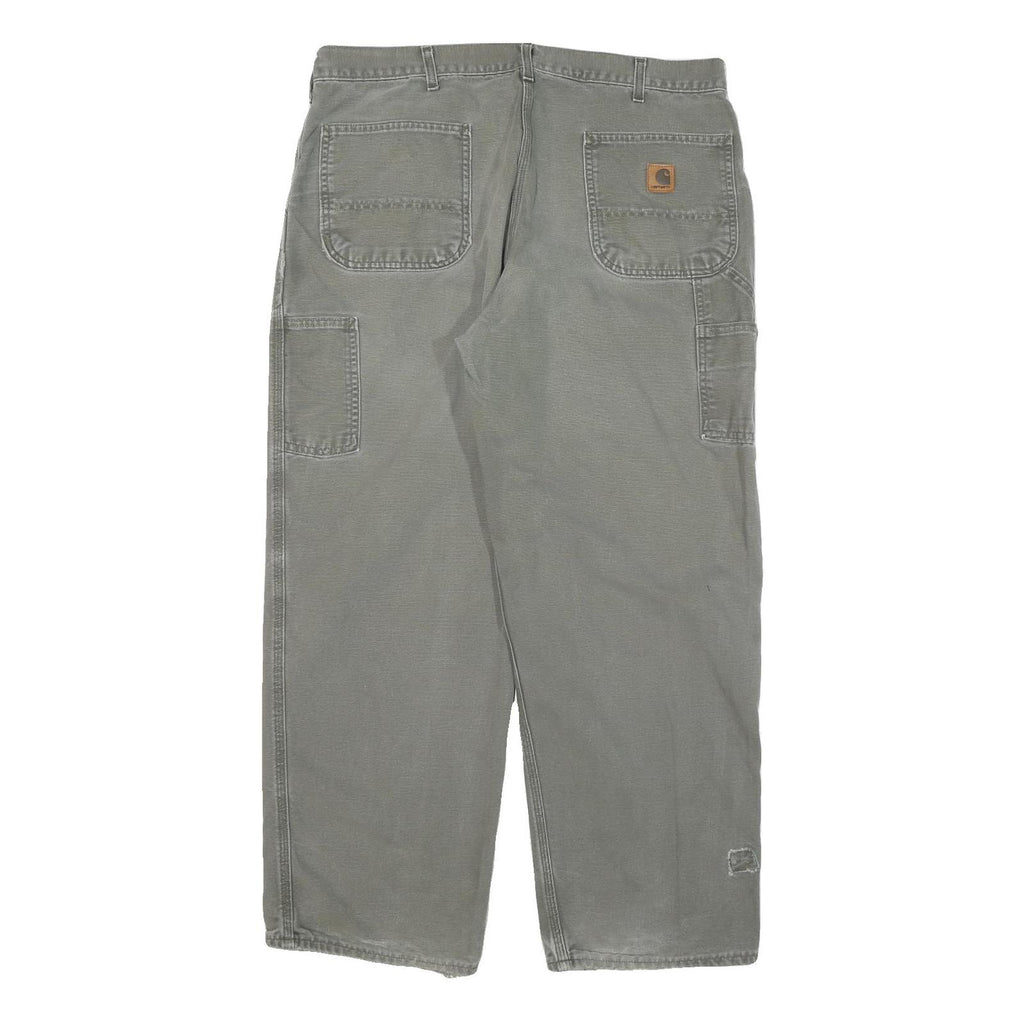 CARHARTT Mens Cotton Blend Grey Relaxed Straight Trousers W36 L29 Workwear