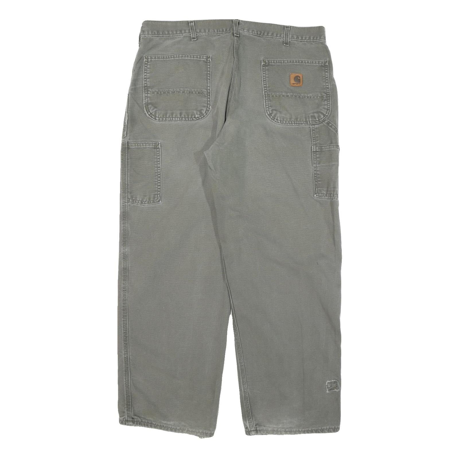 CARHARTT Mens Cotton Blend Grey Relaxed Straight Trousers W36 L29 Workwear