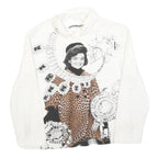 LUI JO Womens White Printed Top Long Sleeve Roll Neck S Cotton Blend Casual