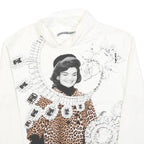 LUI JO Womens White Printed Top Long Sleeve Roll Neck S Cotton Blend Casual