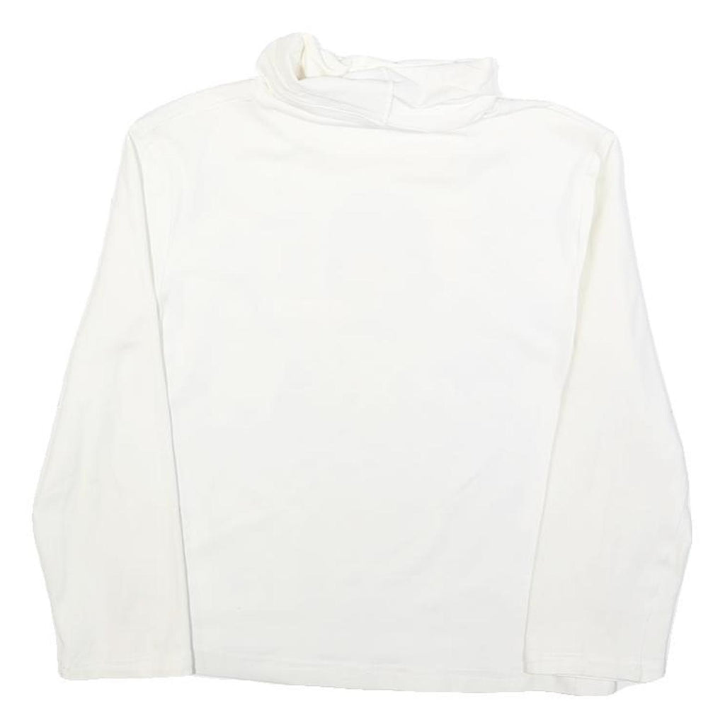 LUI JO Womens White Printed Top Long Sleeve Roll Neck S Cotton Blend Casual