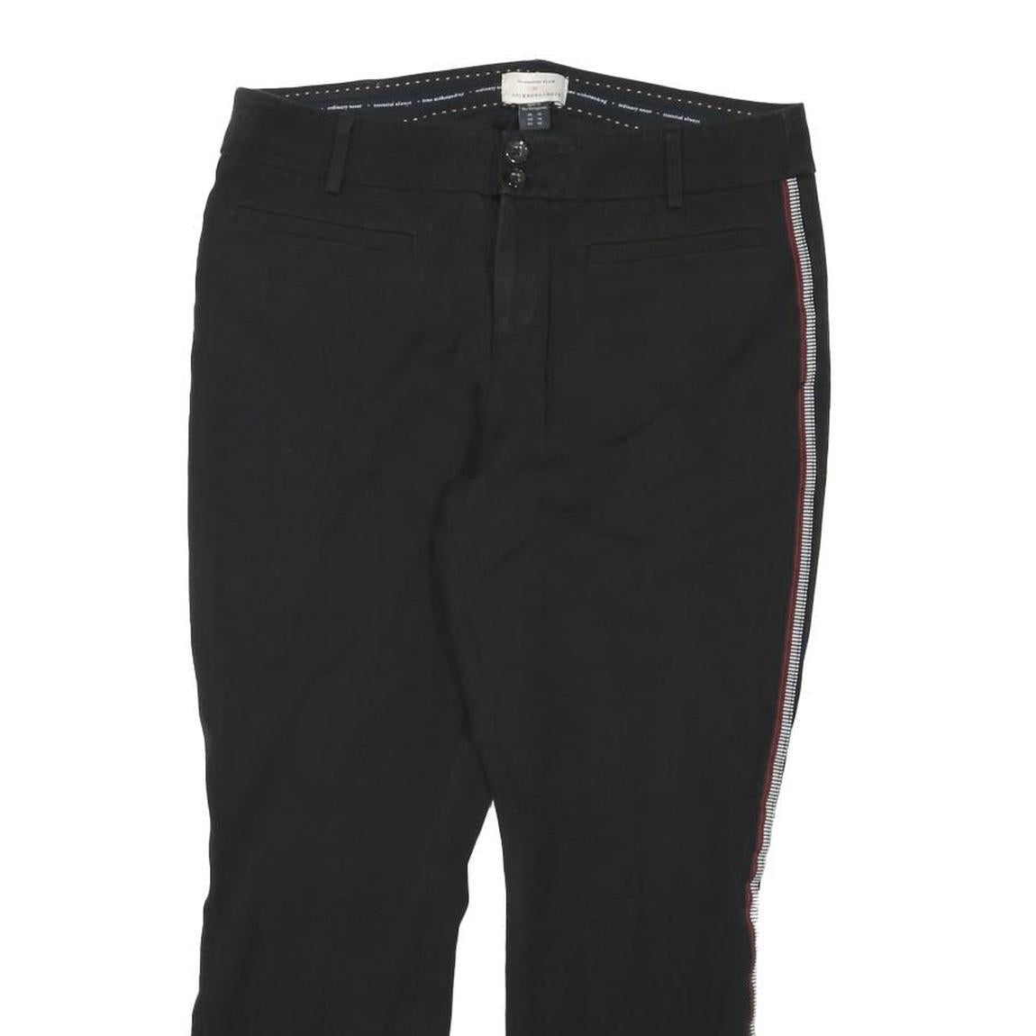 ANTHROPOLOGIE Womens Polyester Blend Black Slim Straight Trousers W31 L24 Side