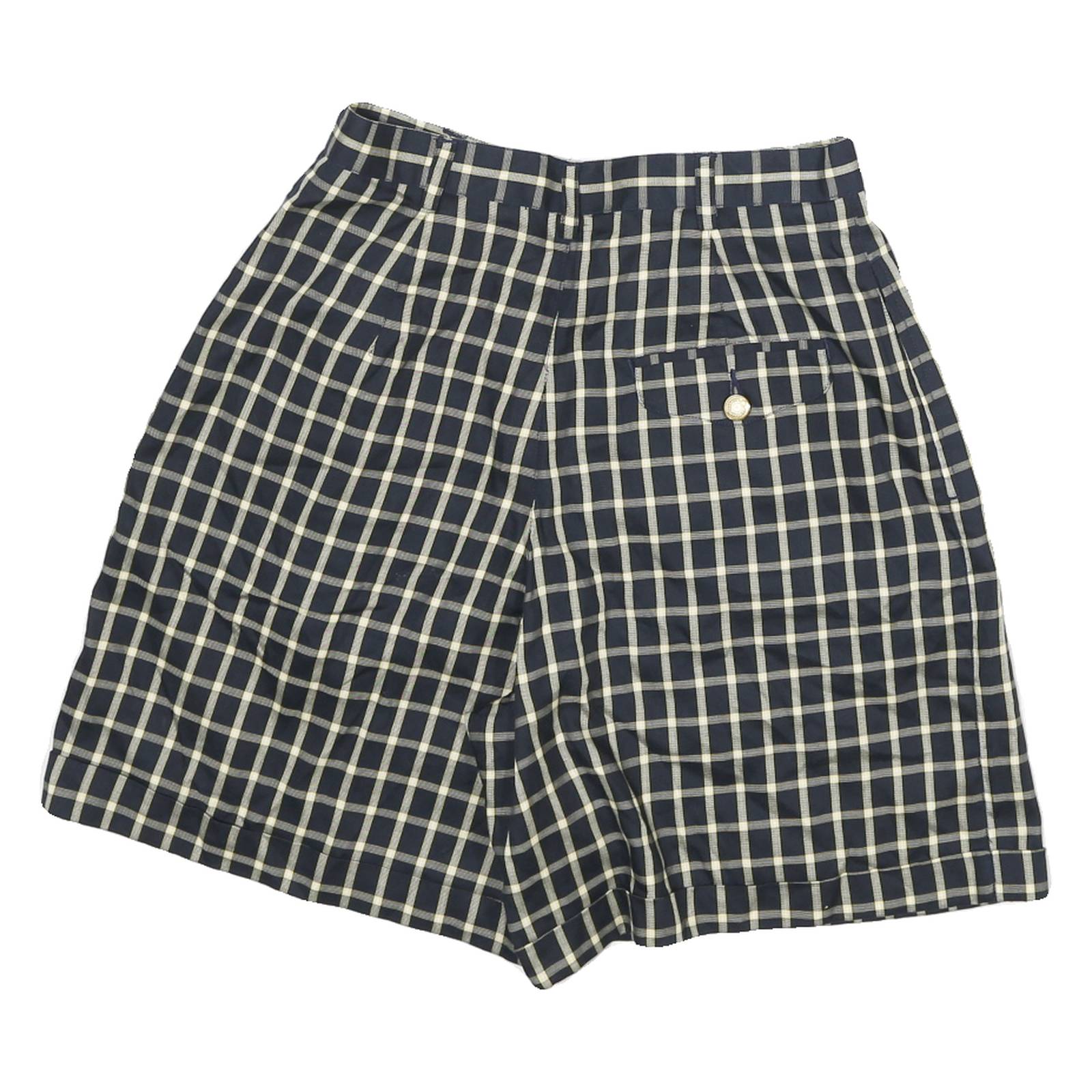 LIZSPORT Womens Shorts Blue & Cream Check UK 4 W24 Casual Polyester Blend