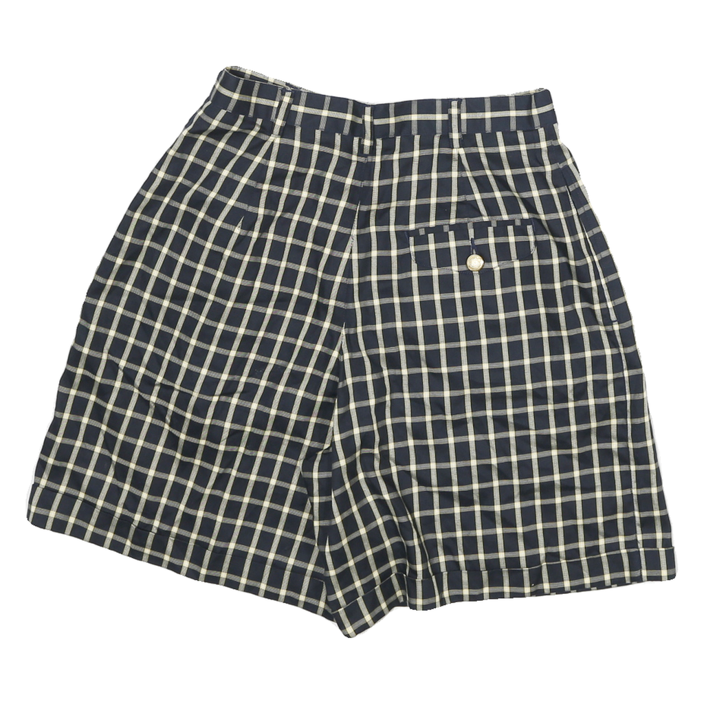 LIZSPORT Womens Shorts Blue & Cream Check UK 4 W24 Casual Polyester Blend