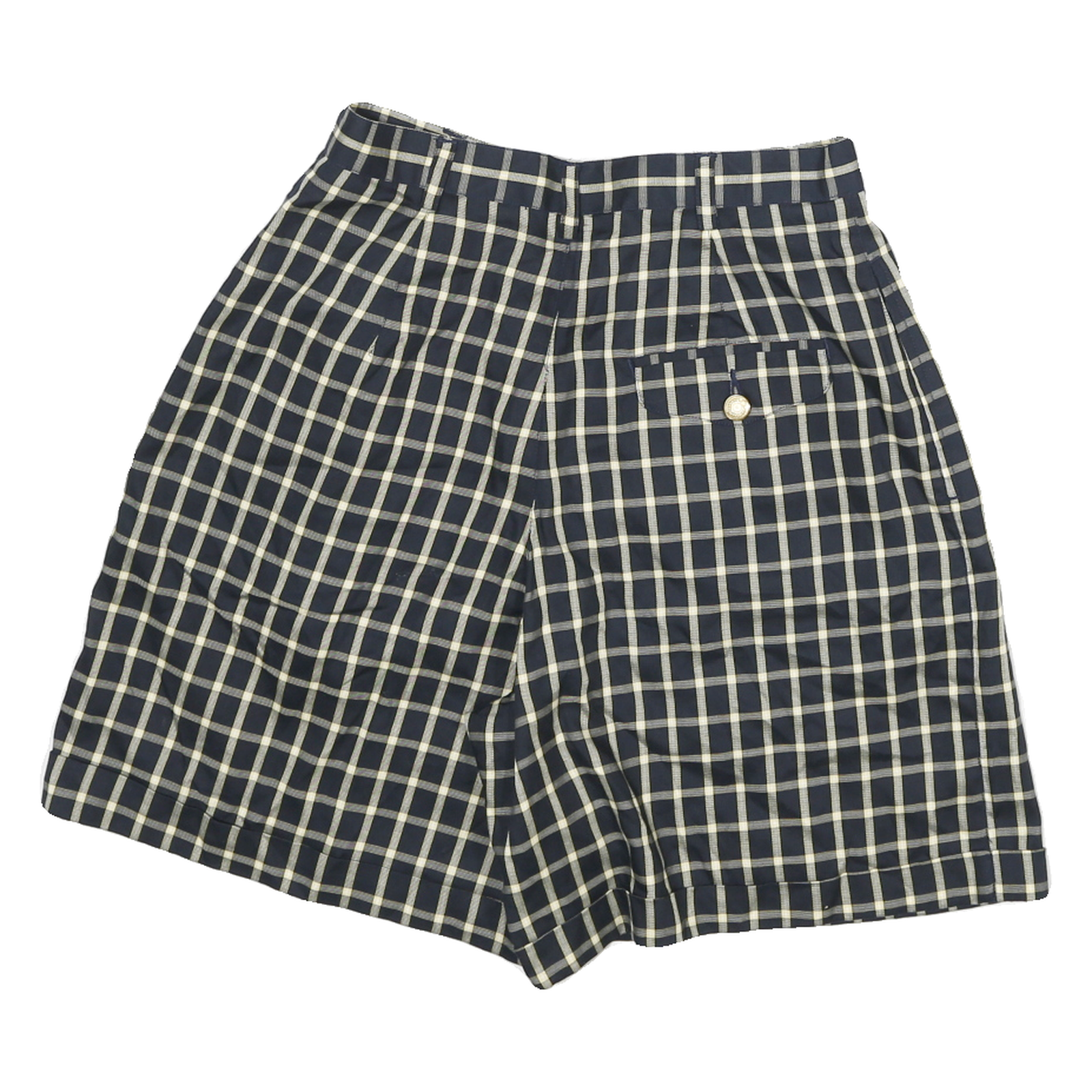 LIZSPORT Womens Shorts Blue & Cream Check UK 4 W24 Casual Polyester Blend