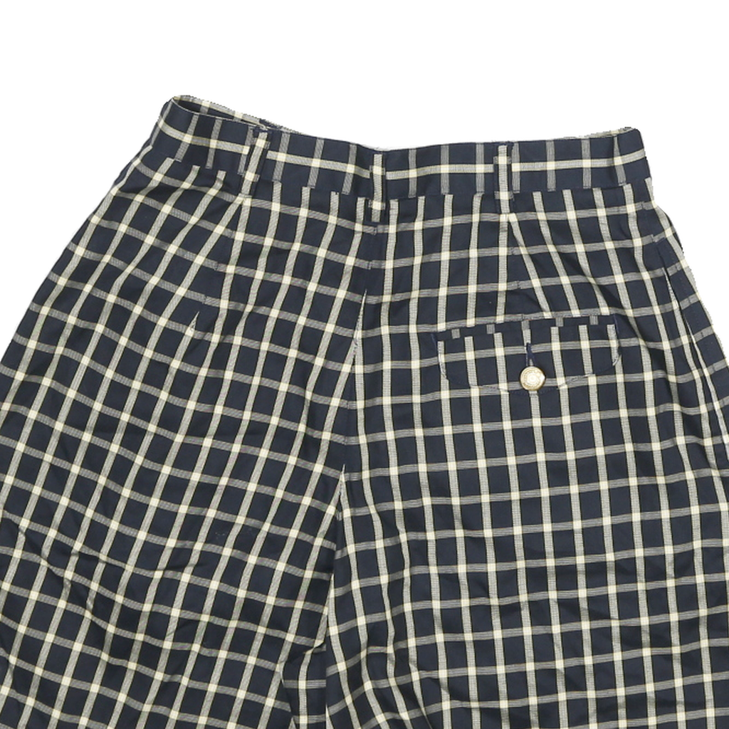 LIZSPORT Womens Shorts Blue & Cream Check UK 4 W24 Casual Polyester Blend