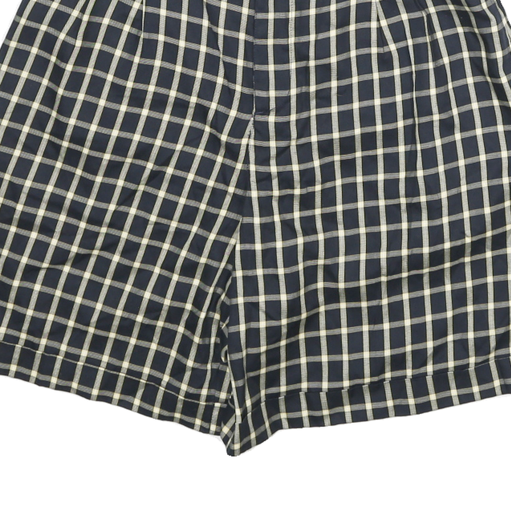 LIZSPORT Womens Shorts Blue & Cream Check UK 4 W24 Casual Polyester Blend