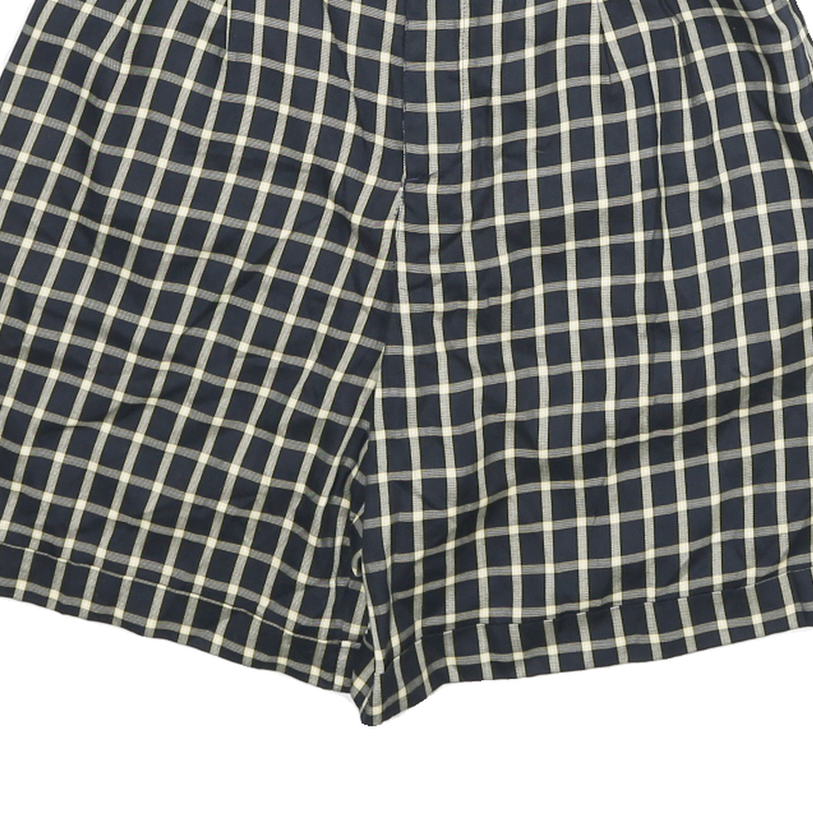 LIZSPORT Womens Shorts Blue & Cream Check UK 4 W24 Casual Polyester Blend