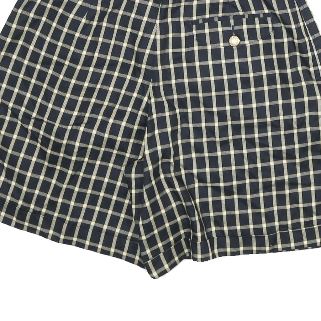 LIZSPORT Womens Shorts Blue & Cream Check UK 4 W24 Casual Polyester Blend