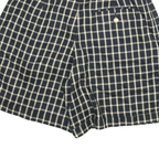 LIZSPORT Womens Shorts Blue & Cream Check UK 4 W24 Casual Polyester Blend