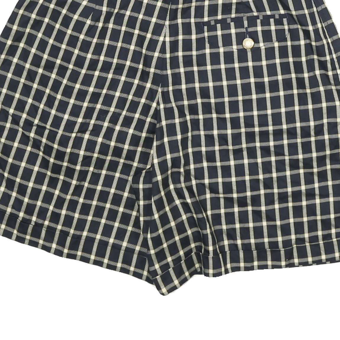 LIZSPORT Womens Shorts Blue & Cream Check UK 4 W24 Casual Polyester Blend