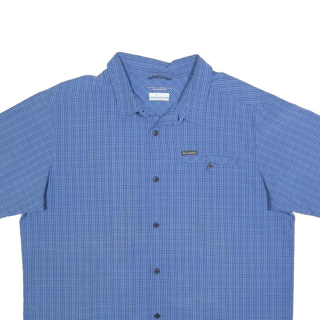 COLUMBIA Mens Blue Check Shirt 2XL Polyester Blend Outdoor Button Shirt