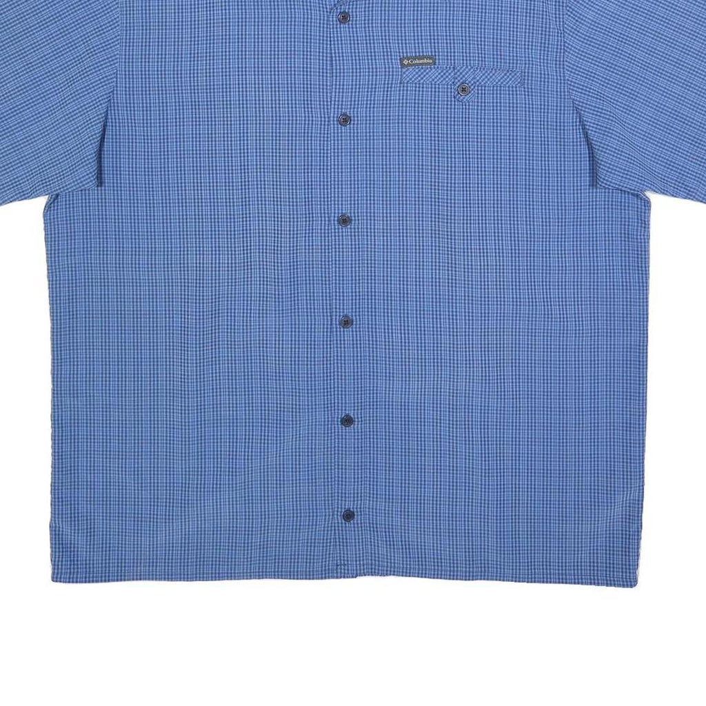 COLUMBIA Mens Blue Check Shirt 2XL Polyester Blend Outdoor Button Shirt