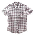 BEN SHERMAN Mens Maroon & White Check Shirt L Cotton Blend Short Sleeve Button