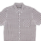 BEN SHERMAN Mens Maroon & White Check Shirt L Cotton Blend Short Sleeve Button