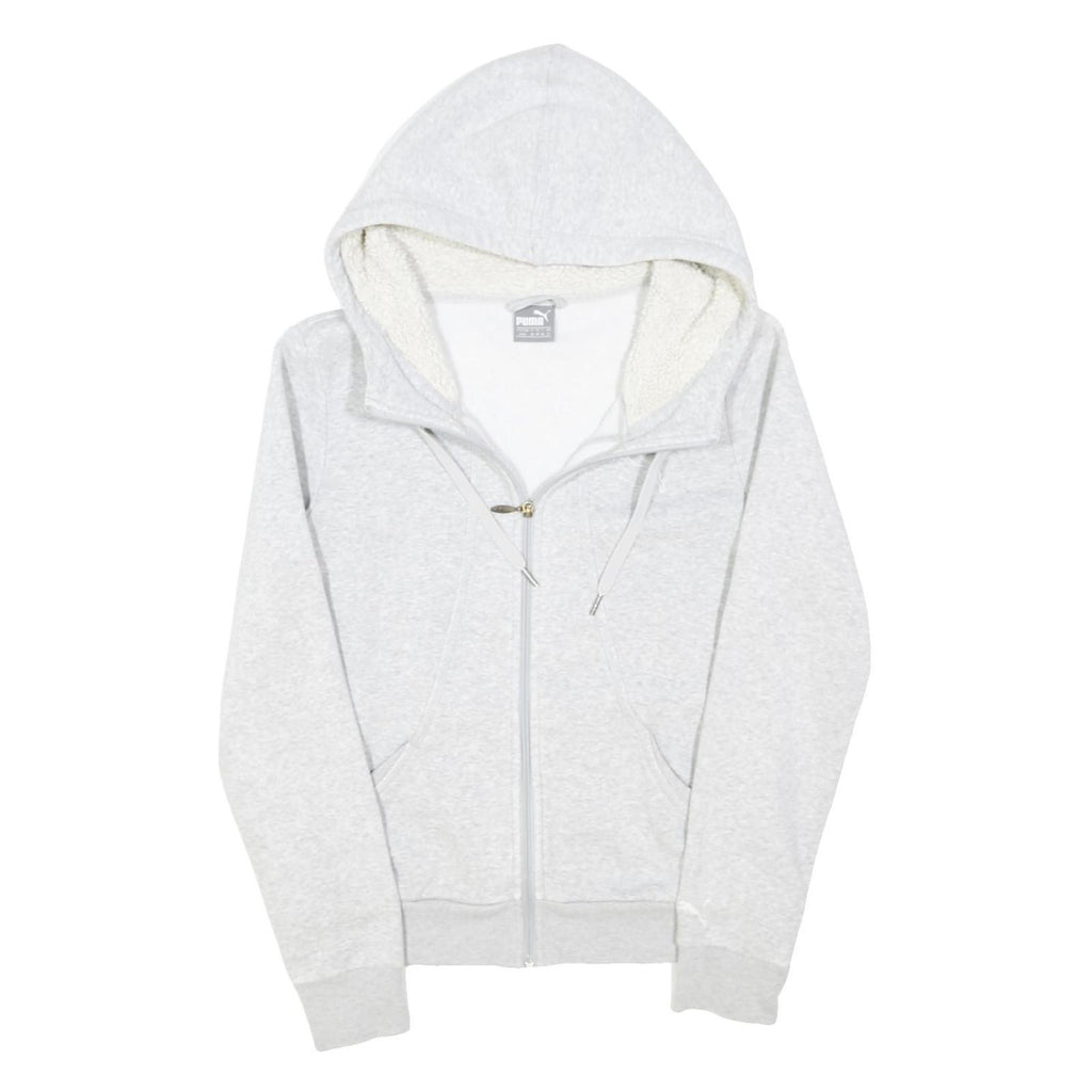 PUMA Womens Grey Zip Hoodie Jacket UK 12 Cotton Blend Casual Sweatshirt