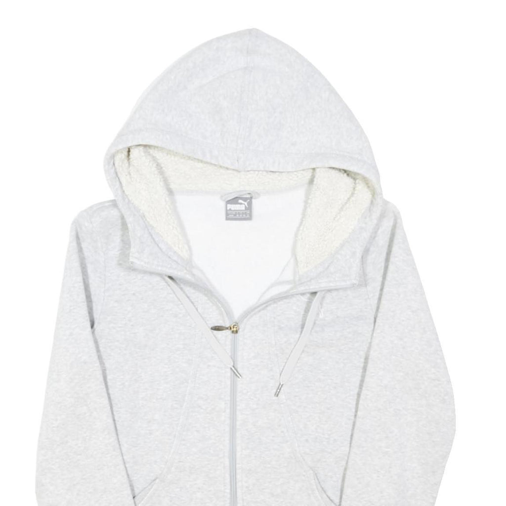 PUMA Womens Grey Zip Hoodie Jacket UK 12 Cotton Blend Casual Sweatshirt