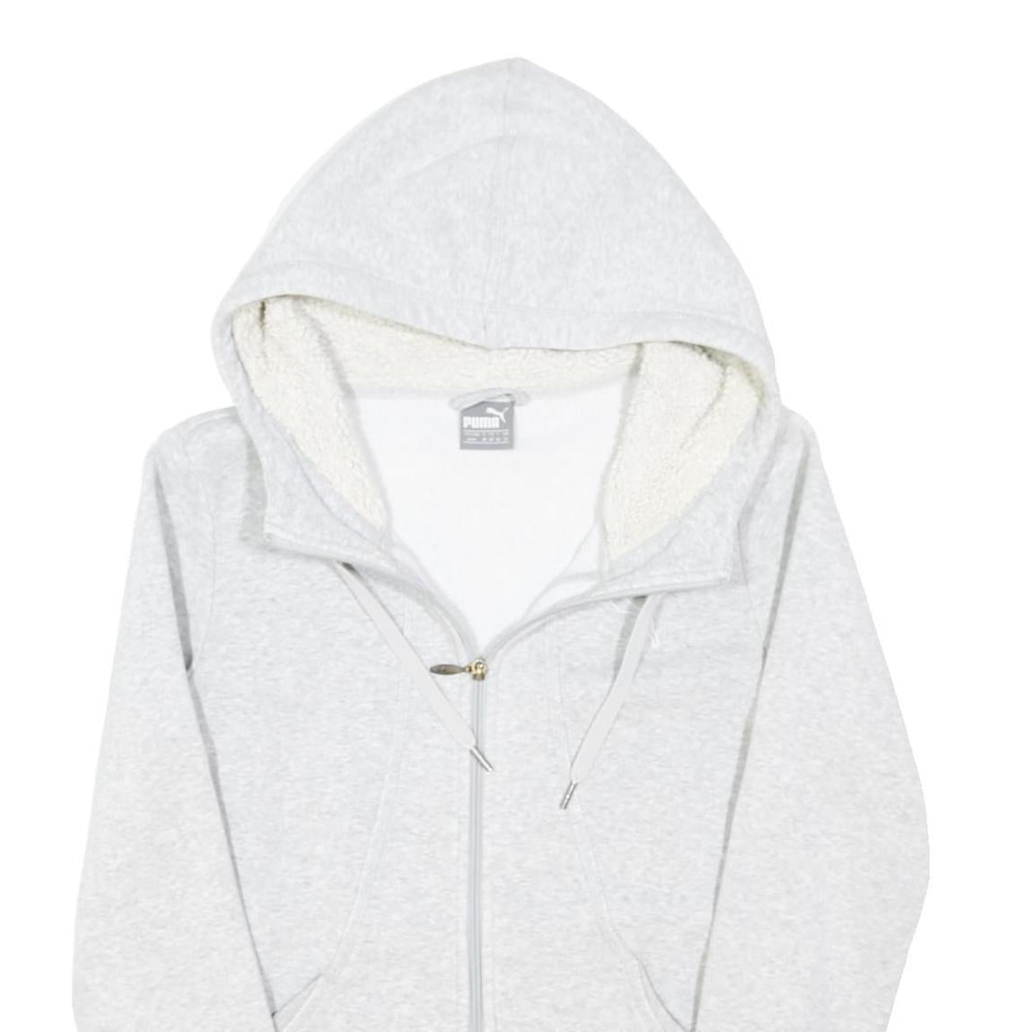 PUMA Womens Grey Zip Hoodie Jacket UK 12 Cotton Blend Casual Sweatshirt