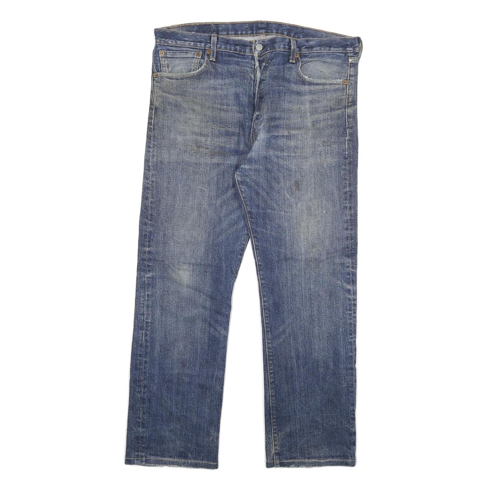 LEVI'S 501 Mens Jeans Blue Regular Straight Denim Medium W36 L28 Classic Button
