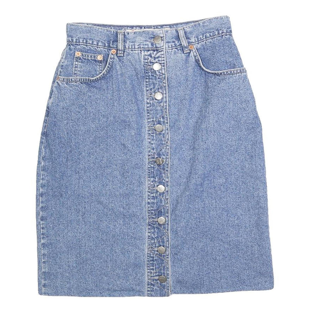 DAVID JACKSON Womens Blue Mini Denim Cotton Blend Button Front Skirt S