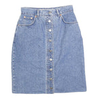 DAVID JACKSON Womens Blue Mini Denim Cotton Blend Button Front Skirt S