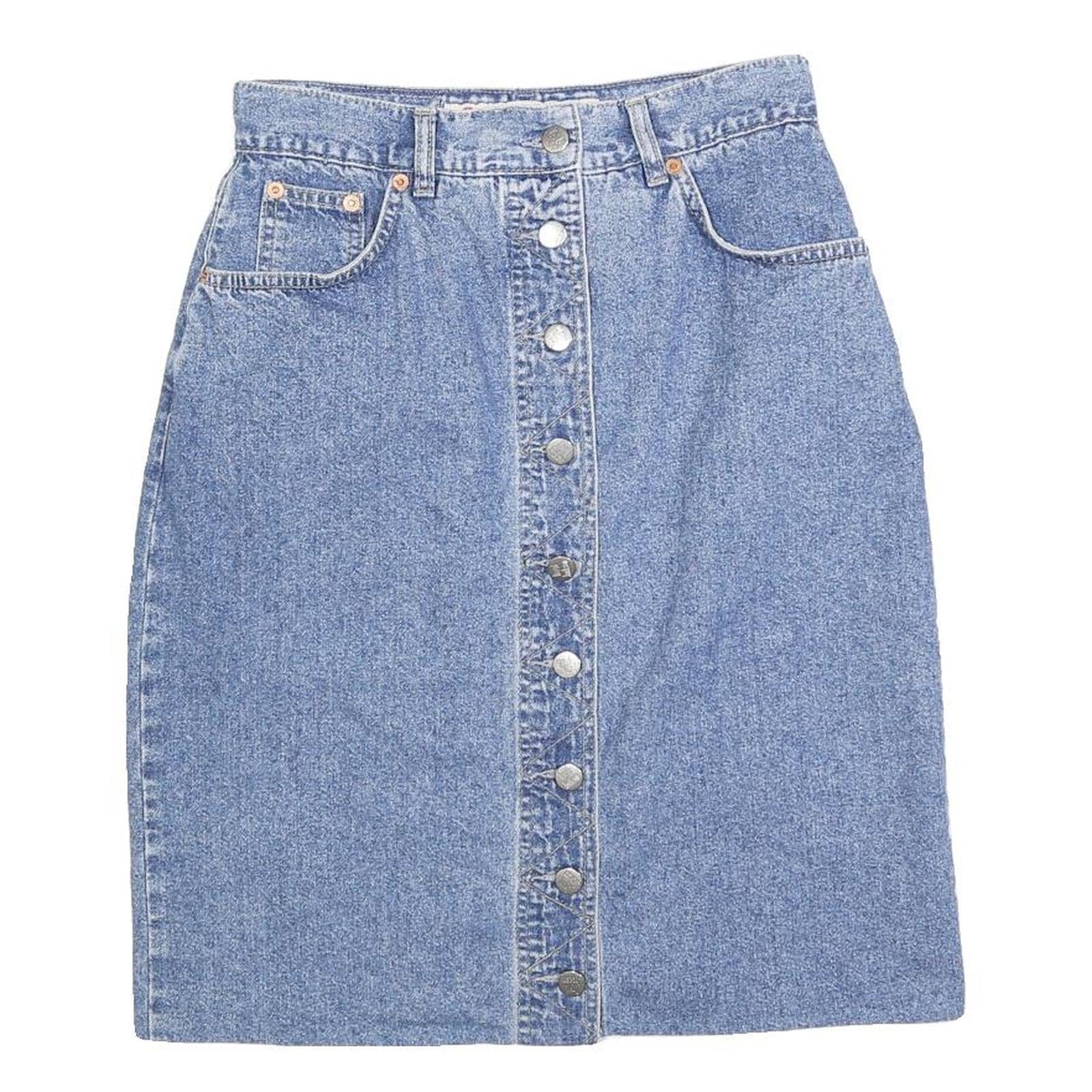 DAVID JACKSON Womens Blue Mini Denim Cotton Blend Button Front Skirt S