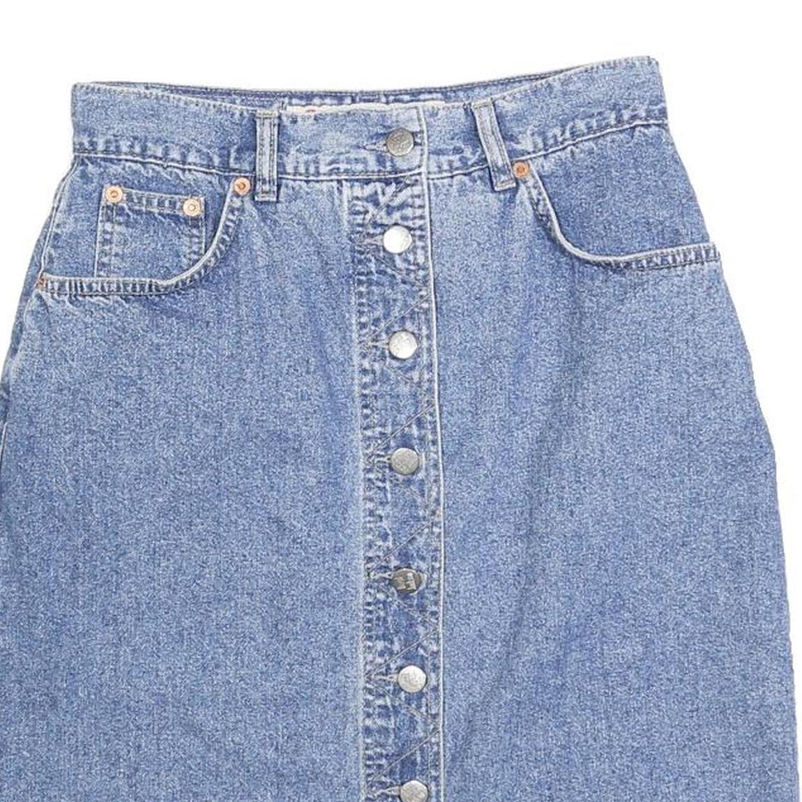 DAVID JACKSON Womens Blue Mini Denim Cotton Blend Button Front Skirt S